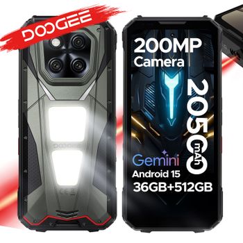 Teléfono Robusto DOOGEE V Max LR con Láser y Telémetro, 5G, IA, Batería de 3600 mAh, 20500 mAh, Doble SIM, Luces para Camping
