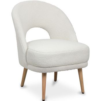 Silla De Comedor Tapizada En Bouclé - Devy Blanco