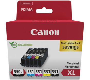 CANON PGI-550XL/CLI-551 Cyan, Magenta, Yellow & Black Ink Cartridges - Multipack, Cyan