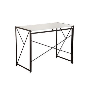 Escritorio Blanco Plegable 99x50x75 Cm Montaje Rápido Sin Herramientas Mesa De Ordenador Mdf