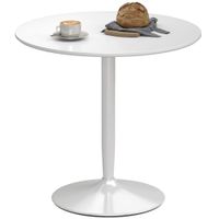 homcom mesa redonda comedor mdf mesa de cafe blanco para 2 personas con base de acero y almohadilla antideslizante o80x75 cm   aosom espana