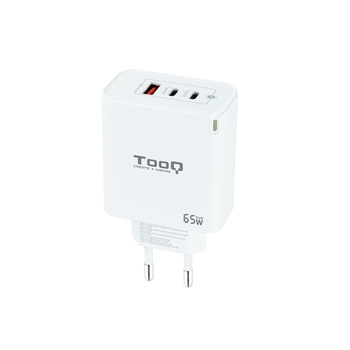 CARGADOR USB PARED TOOQ TQWC-GANQC2PD65WT GAN 2 USB-C/PC + USB-A/QC 65W BLANCO