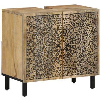 Armario De Lavabo Para Baño Madera Maciza De Acacia 62x33x58 Cm Vidaxl