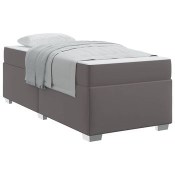 Estructura De Cama Gris 80 X 200 Cm Cuero Sintético