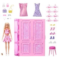 barbie muneca con armario de ensueno y ropa muneca con accesorios 3 anos