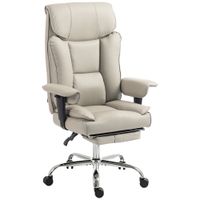 homcom silla de oficina giratoria reclinable 135 de piel sintetica con reposapies y altura regulable gris claro   aosom espana
