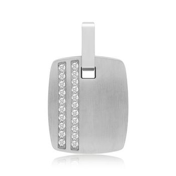 Colgante brillante de acero inoxidable con circonita grabable