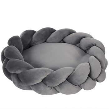 PawHut Cama para Perros Pequeños Cama para Mascotas Lavable con Cojín Independiente y Cuerda de Algodón 55x55x14 cm Gris