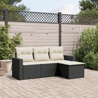 conjunto de sofas jardin 4 uds  mueble jardin mesa y sillas con cojines ratan sintetico negro cfw159472