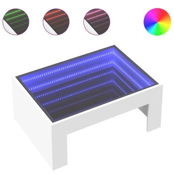Mesa De Café | Mesa De Centro Con Infinity Led Blanco 70x50x30 Cm