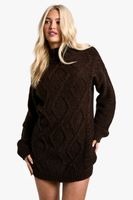 vestido jersey de punto en ochos con cuello de caja beige