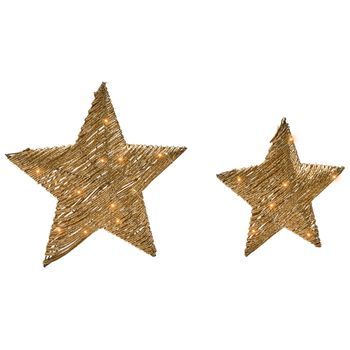 Conjunto De 2 Decoraciones Led De Navidad Estrellas Colgantes Iluminadas Decoración Navideña Dorado Hampen