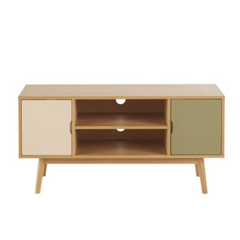 Mueble TV de chapa de roble de 120 cm con 2 puertas