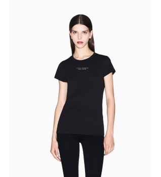 A|X Armani Exchange para mujer. XW001455AF10356MC021 Camiseta Slim Fit negro (M), Casual, Algodón, Manga corta
