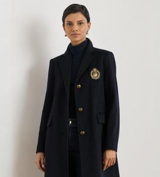 Lauren Ralph Lauren para mujer. 297958509002 Abrigo de Lana marino (36), Clásico