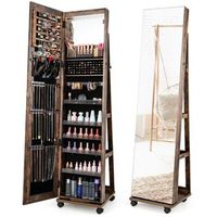 joyero con cerradura espejo de maquillaje integrado estantes ajustables y espacio para guardar cafe