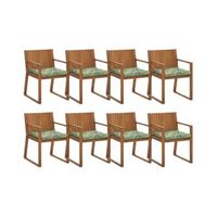 conjunto de sillas de jardin de madera de acacia marron con cojines de asiento con patron de hojas verde resistentes al agua sassari - madera clara