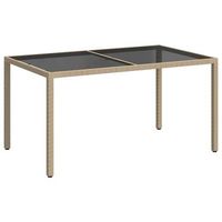 mesa jardin  mesa de exterior vidrio templado ratan sintetico 150x90x75 cm beige