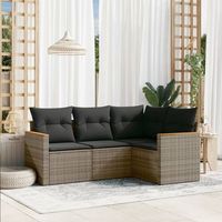 conjunto de sofas de jardin 4 uds  mueble jardin mesa y sillas y cojines ratan sintetico gris cfw846223