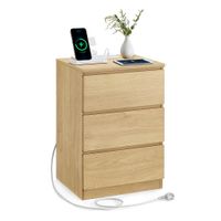 kailyn coleccion - mesita de noche con estacion de carga con cajones puertos usb amarillo paja  1
