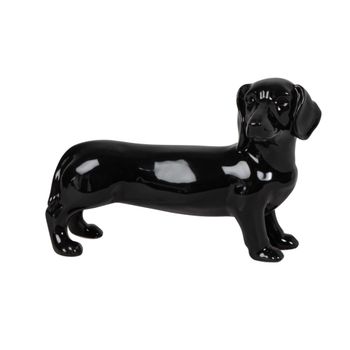 Escultura de perro salchicha de dolomita negra Alt. 10 cm