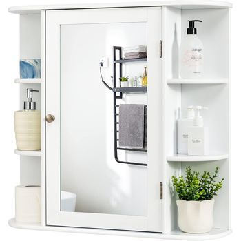 Armario Del Baño Con Espejo, Armario Montado A La Pared, Armario Costway 66 X 17 X 63 Cm