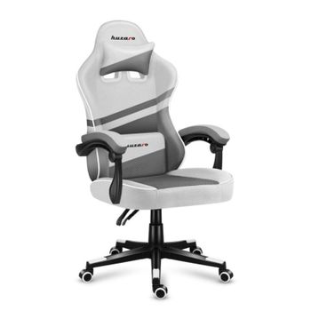 Silla gaming Huzaro FORCE 4.4 ergonómica racing 130 kg tela gris/blanca