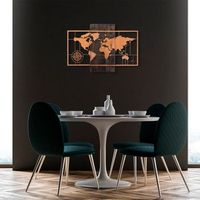 decoracion pared de madera mapamundi wth compass nogal cobre 85x58 cm
