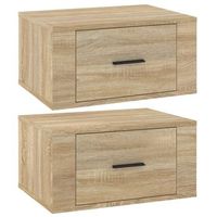 mesitas de noche de pared 2 uds color roble sonoma 50x36x25 cm vidaxl