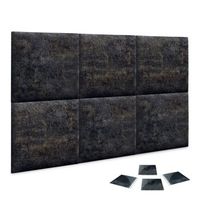dhome juego de 6 paneles tapizados de tela de lujo pack autoadhesivos para pared acusticos absorbentes proteccion luxurious black 50x30cm x6