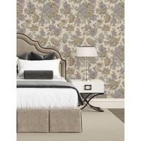 papel pintado vinilico flores romanticas efecto textura de tela tejida en relieve - anastasia garden 676417 de gaulan - rollo de 10 m x 106 m