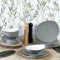 6 platos hondos porcelana gris