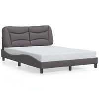 cama matrimonial  cama para adultos  estructura cama con luces led cuero sintetico gris 140x190 cm cfw738371