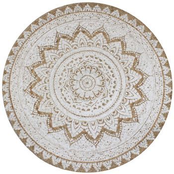 Alfombra Redonda Con Estampado Yute Trenzado 150 Cm Vidaxl