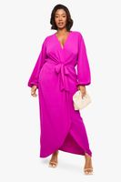 vestido plus maxi texturizado con atadura pink