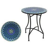 mesa de jardin redonda mosaico ceramico basil o60x71cm