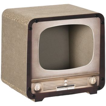 PawHut Rascador para Gatos 2 en 1 con Forma de Televisor Casa y Alfombra para Rascar de Cartón Ondulado 39x29x37 cm Marrón   Aosom España