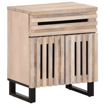 Mesita De Noche De Madera Maciza De Mango Rugosa 50x34x60 Cm Vidaxl
