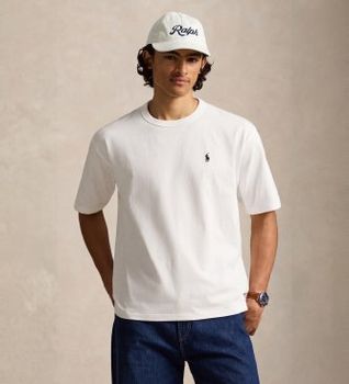 Polo Ralph Lauren para hombre. 710A12979007 Camiseta de cuello redondo Relaxed Fit blanco (L), Casual, Algodón, Manga corta