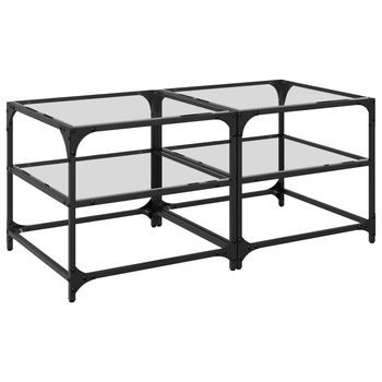 Mesa De Centro Superficie De Vidrio 2 Uds Acero 50x50x45 Cm Vidaxl