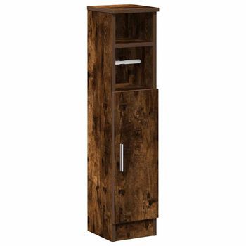 Mueble De Baño | Armario De Baño Con Portarrollos Roble Ahumado 20,5x22x90 Cm