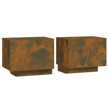 Mesita De Noche Mesilla De Noche - Madera Contrachapada Roble Ahumado 100x35x40 Cm Mc8073
