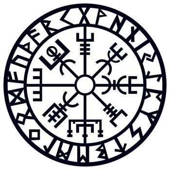 Decoración Pared De Metal Vegvisir 2 Negro 61x61 Cm
