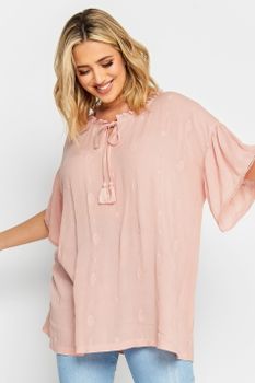 Yours Blusa Rosa Pálido Con Bordados, Mujer Curvy Y Tallas Grandes, Yours