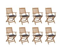 sillas de jardin plegables 8 unidades y cojines madera maciza acacia