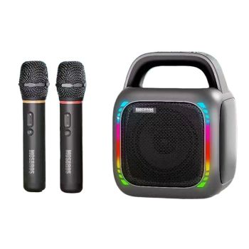 KARABOX 50W altavoz bluetooth Altavoz de karaoke portátil con dos micrófonos Sonido envolvente estéreo HD 360° Luz RGB B