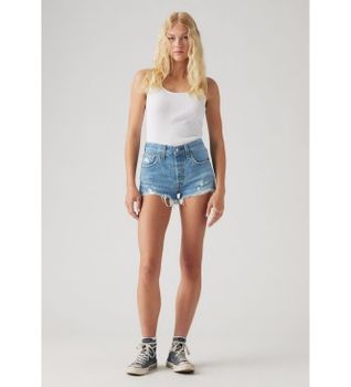 Levi's para mujer. 56327-0081 Short 501 Original azul (27), Casual, Algodón, Sostenible
