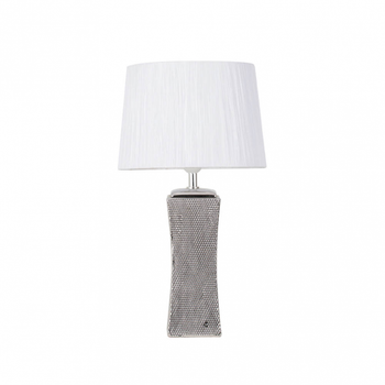 Sobremesa ceramica palo santo 1xe27 plata brillo c/pant blanca 50.5x28x28 cm