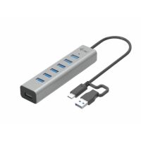 hub usb i-tec 7 puertos metal usb-cusb-a 5 gbps carga activa gris