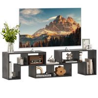 costway mesa consola de tv ajustable de 3 piezas para televisiones de hasta 65 para la sala de estar dormitorio y estudio gris